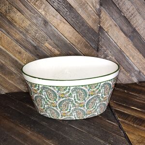 Vintage Mottahedeh Green Orange Floral Paisley Bowl from Italy 5310